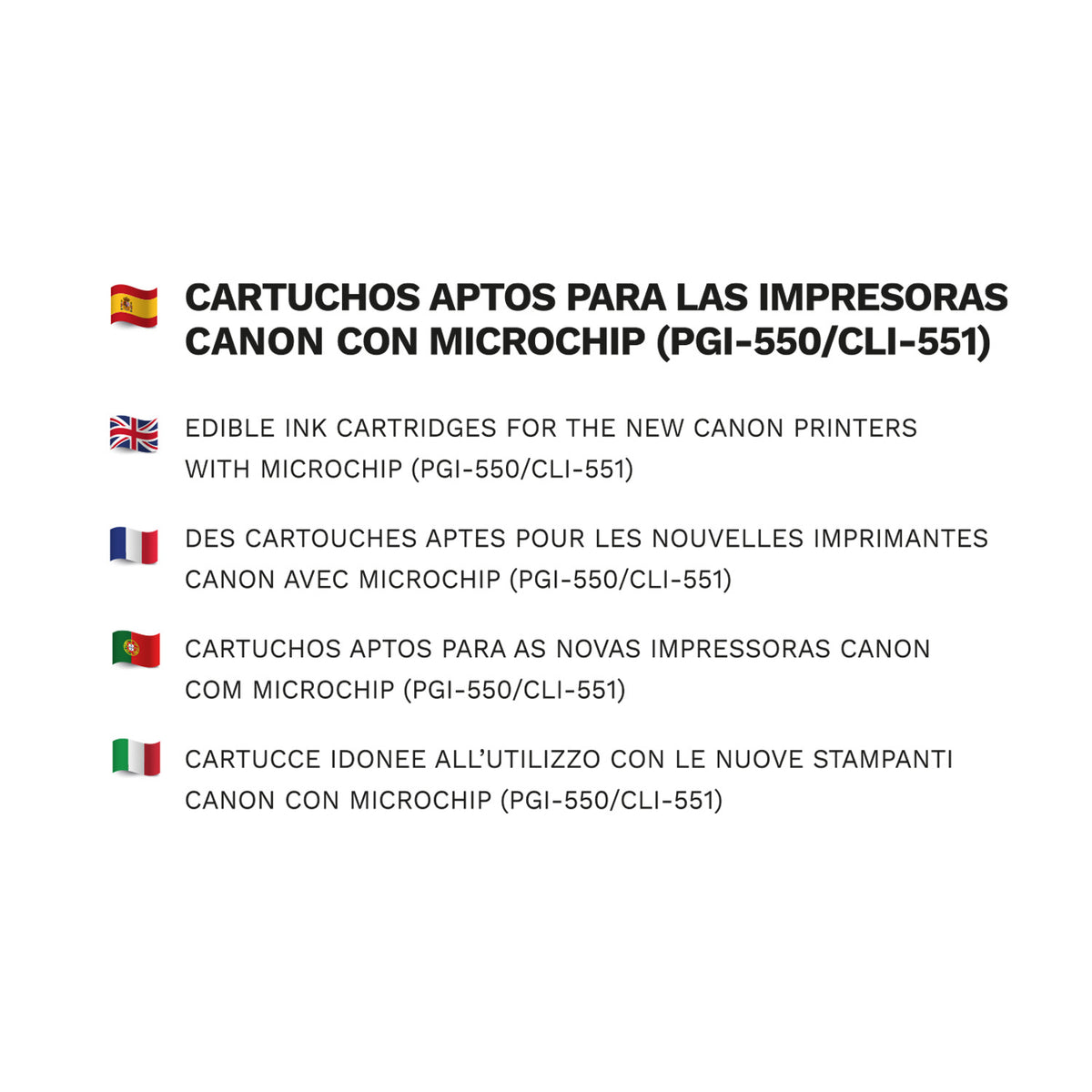 CARTOUCHE ENCRE ALIMENTAIRE PGI-550+CLI-551 JAUNE