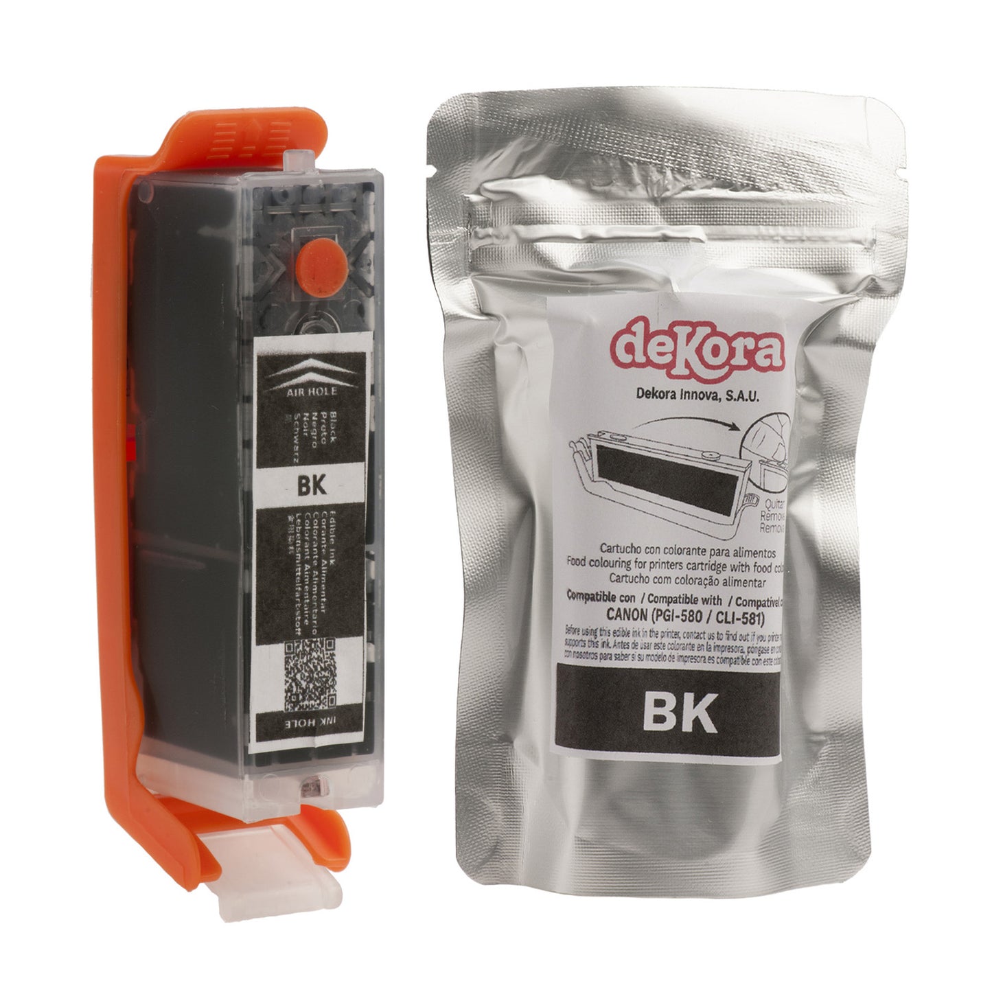CARTOUCHE D'ENCRE COMESTIBLE NOIR POUR CANON PGI580 GRAND