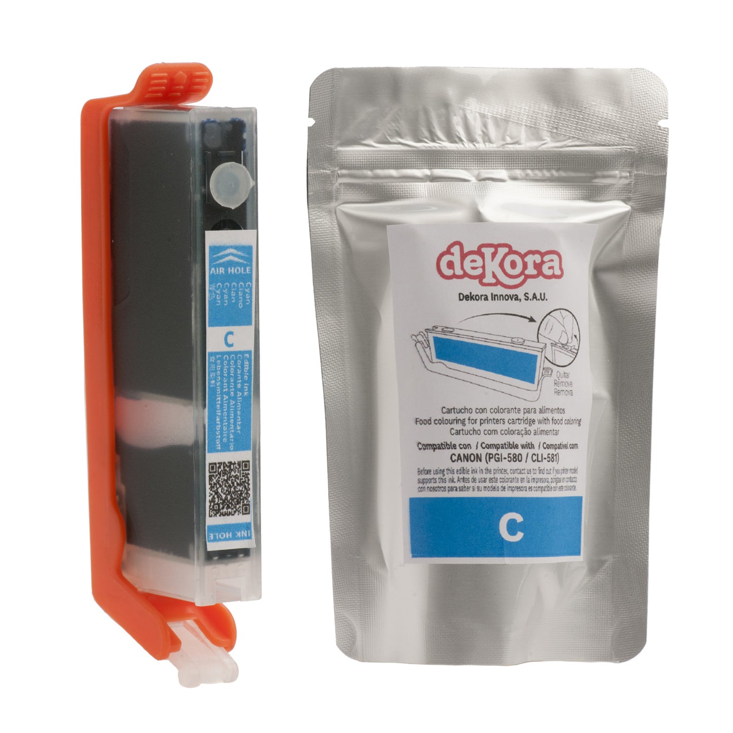 CARTOUCHE D'ENCRE COMESTIBLE CYAN POUR CANON PGI580