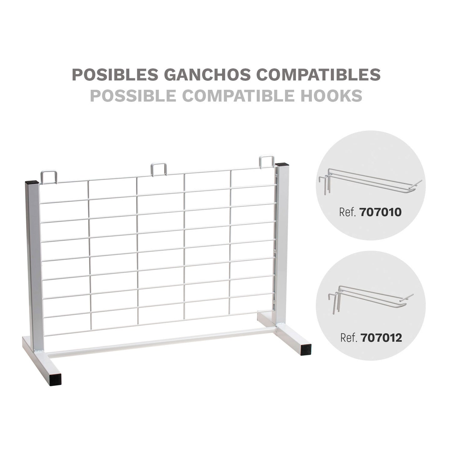 PRÉSENTOIR DE TABLE EN MÉTAL AVEC GRILLE 705X300X470MM