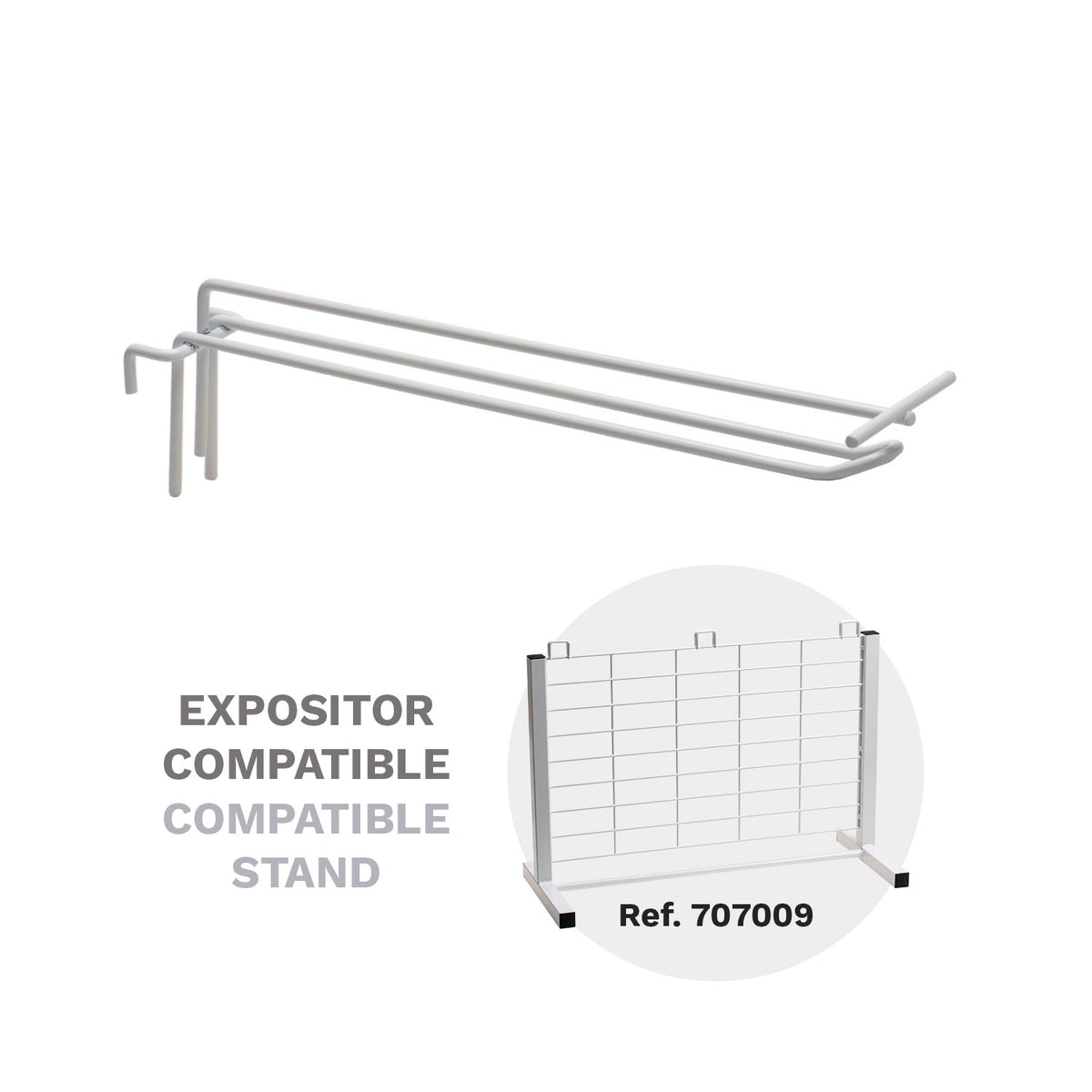 GANCHOS PORTA PRECIO METAL BLANCO DE EXPOSITOR REJILLA 30CM