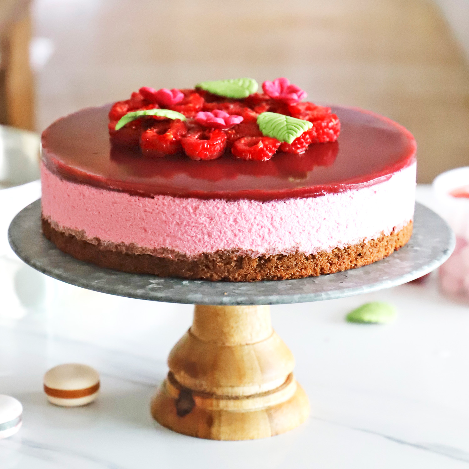 Tarta mousse de frambuesa