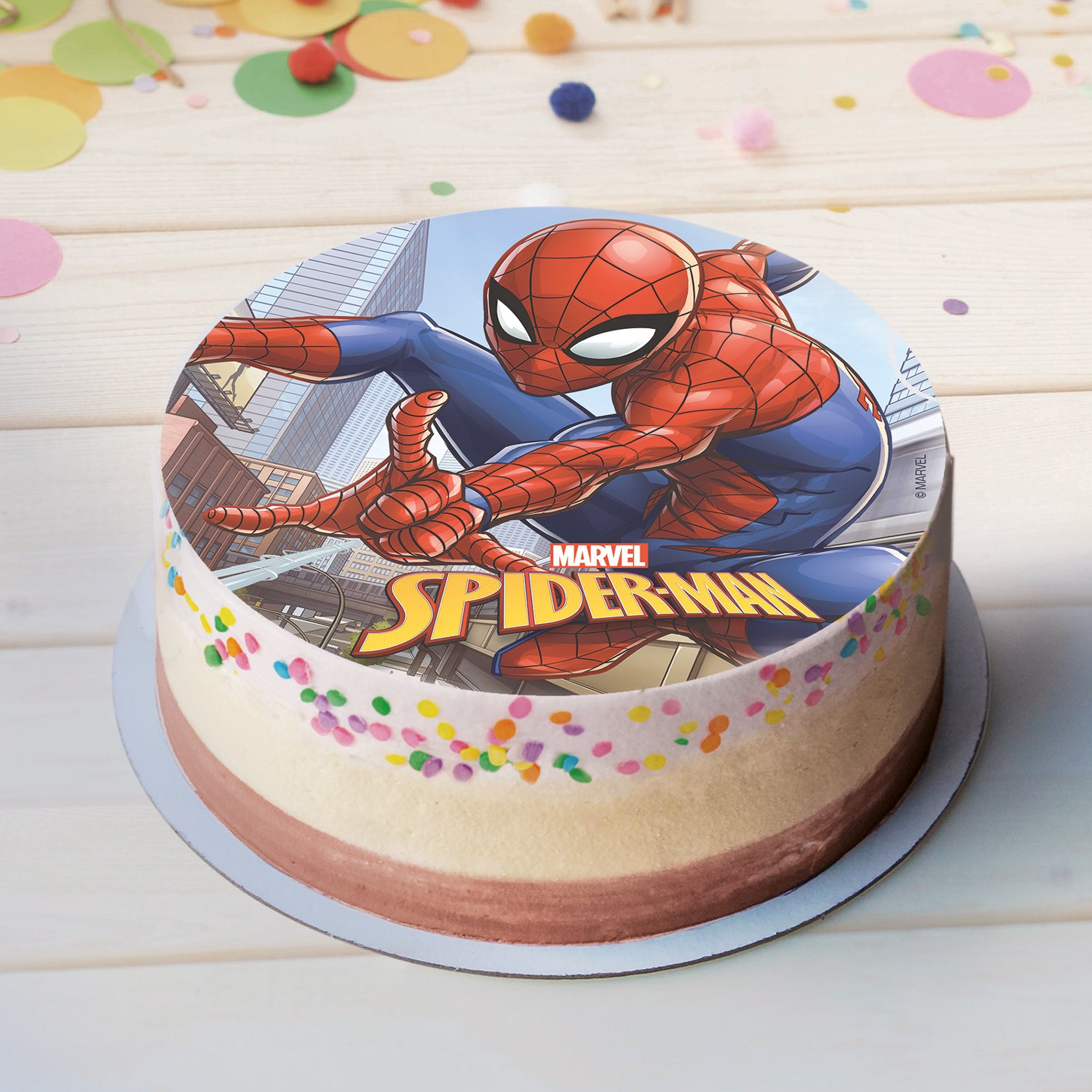 6 DISCOS OBLEA EN FOIL PARA TARTAS SPIDERMAN 20 CM