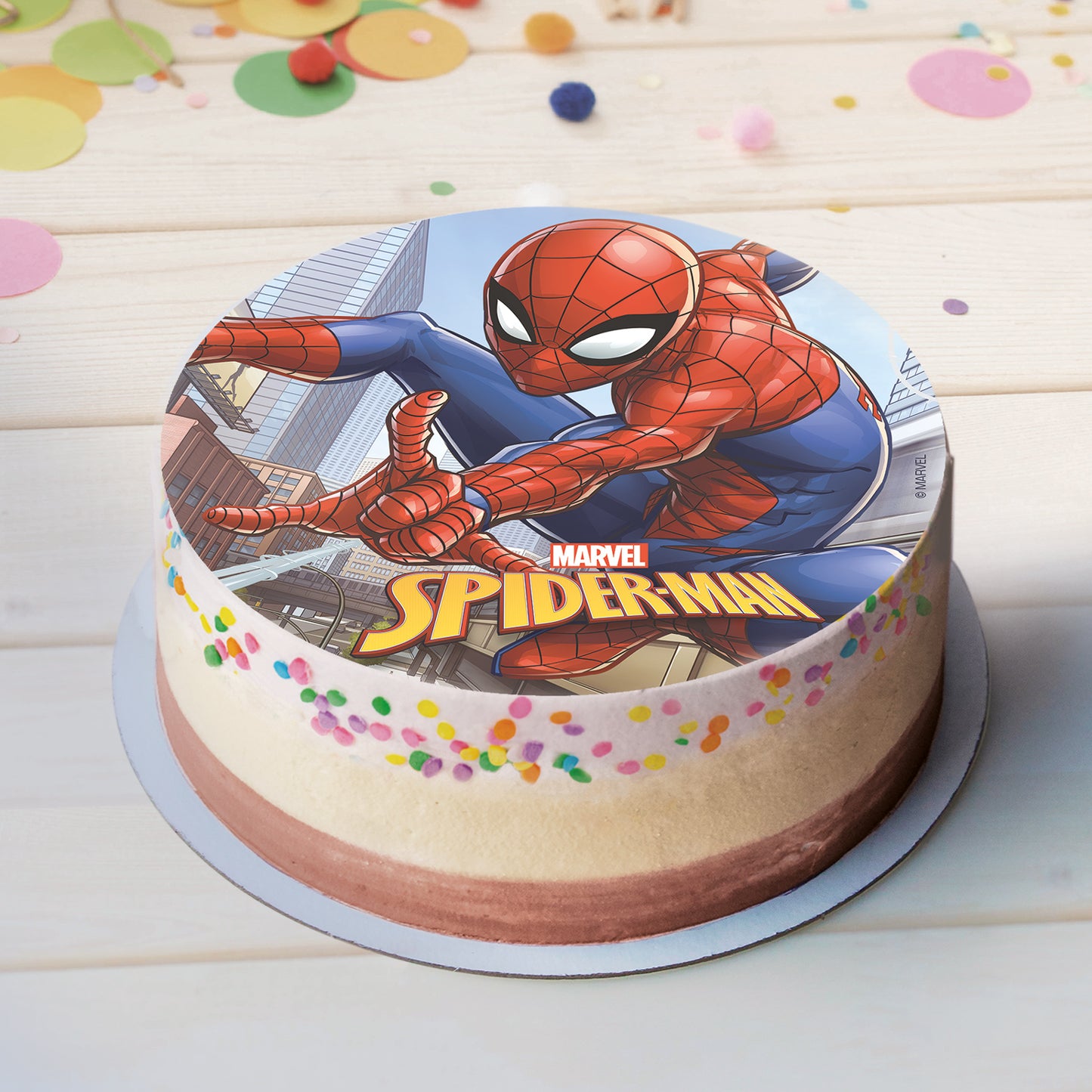 6 DISCOS OBLEA EN FOIL PARA TARTAS SPIDERMAN 20 CM