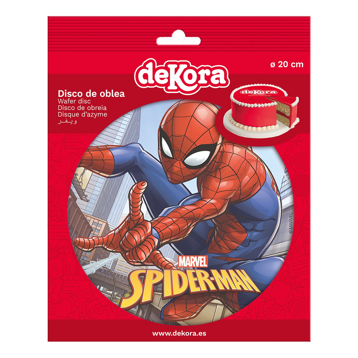 BOX 6 SPIDERMAN WAFER CAKE DECORATING DISC IN FOIL 20 CM