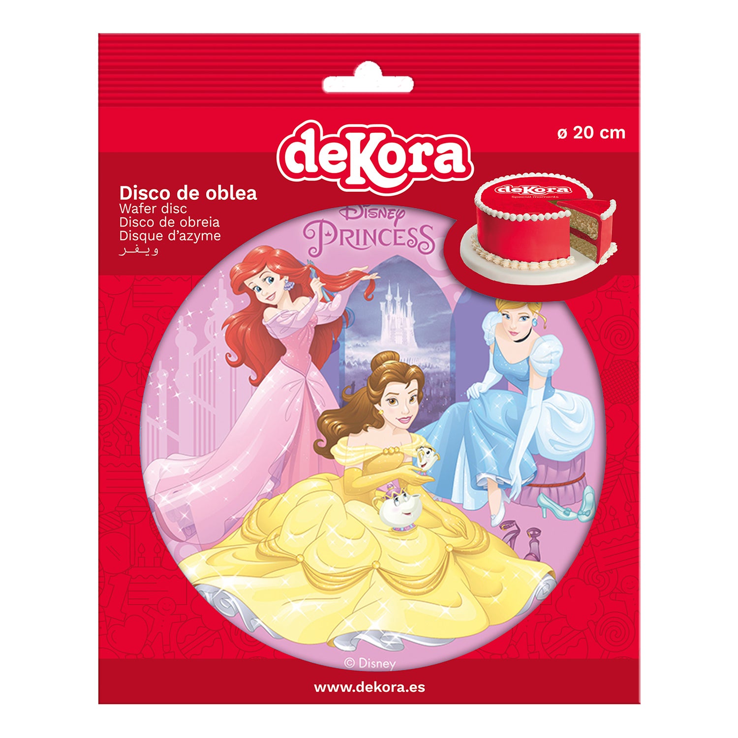 DISCO HÓSTIA PARA BOLOS PRINCESAS DISNEY 20 CM