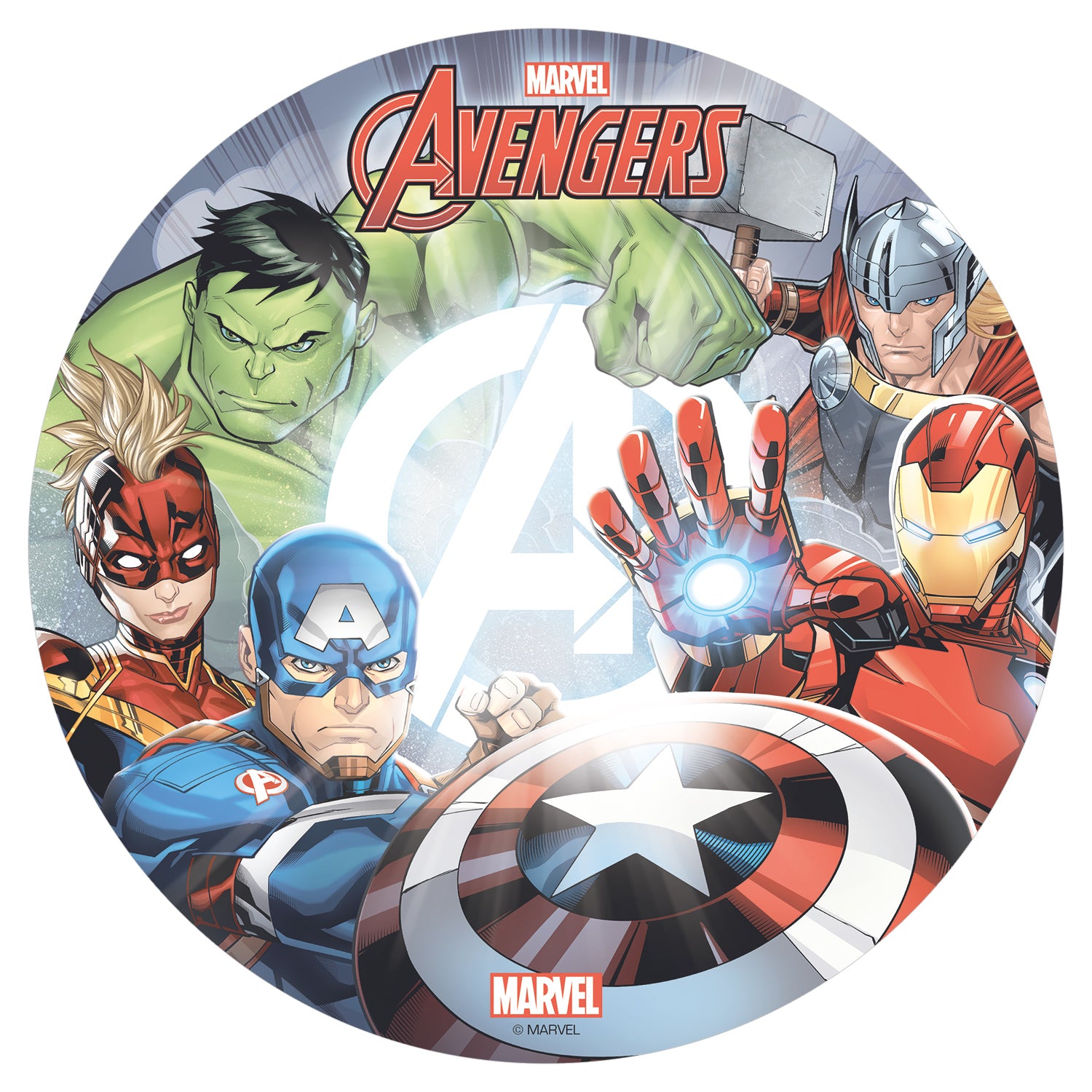  6 DISCOS HÓSTIA PARA DECORAR BOLOS AVENGERS 20 CM