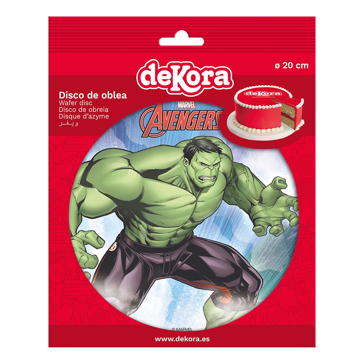 DISQUE EN AZYME POUR GÂTEAUX HULK 20CM