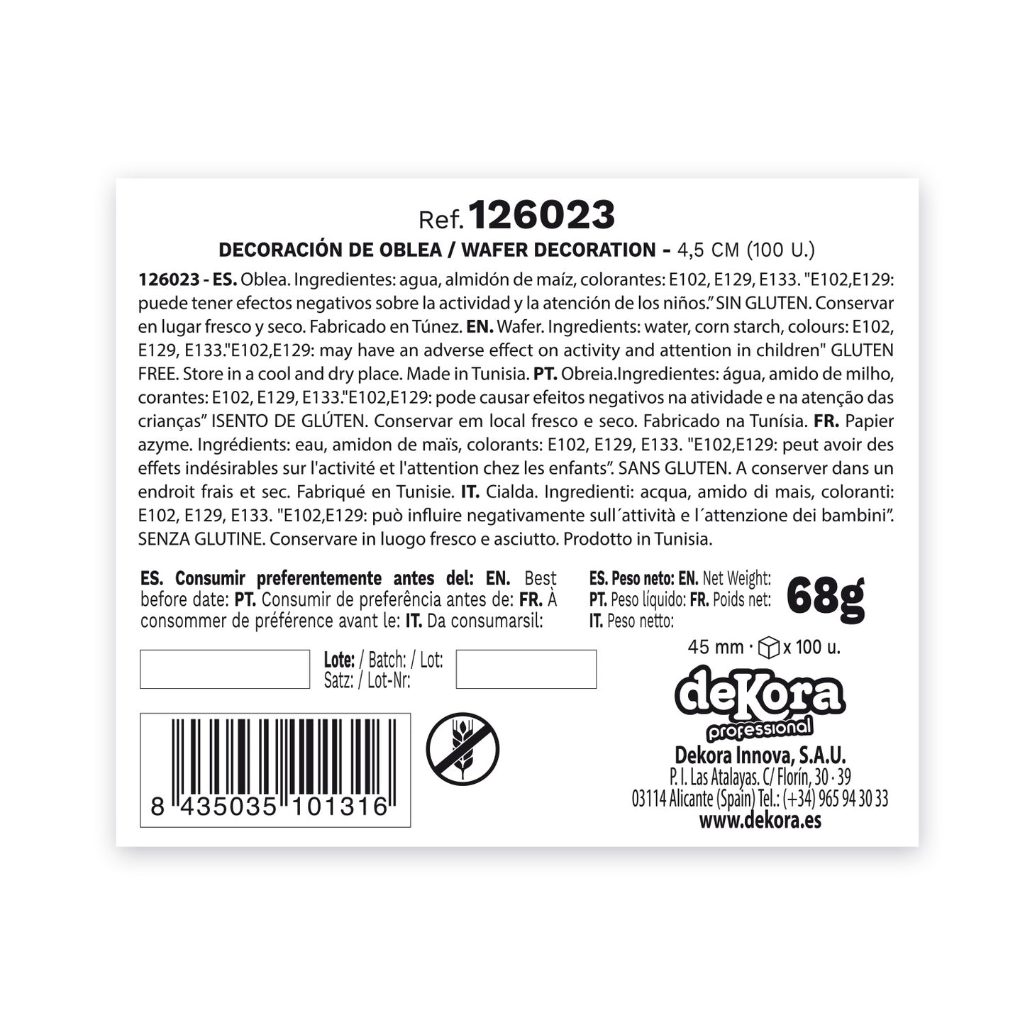 FLEURS EN AZYME AVEC FEUILLE COULEURS ASSORTIES 4,5 CM