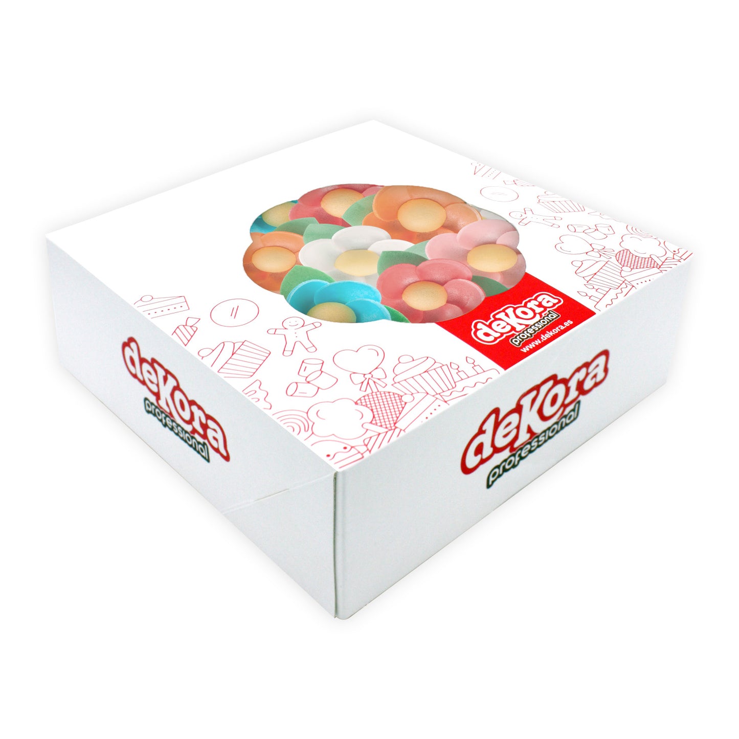 WAFER FLOWERS WITH LEAVE ASSORTED COLORS 4,5 CM