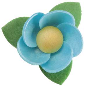 FLEURS EN AZYME AVEC FEUILLE COULEURS ASSORTIES 4,5 CM