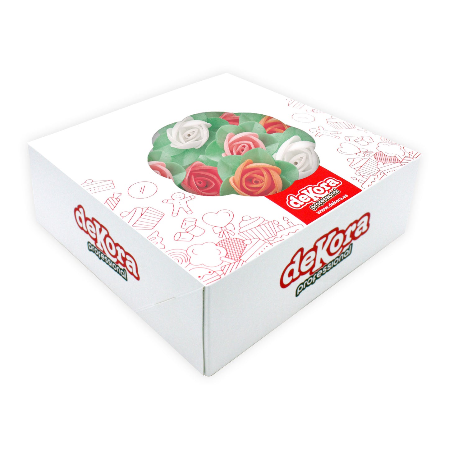 COMPACT WAFER FLOWERS WITH LEAVE 4CM COLORS