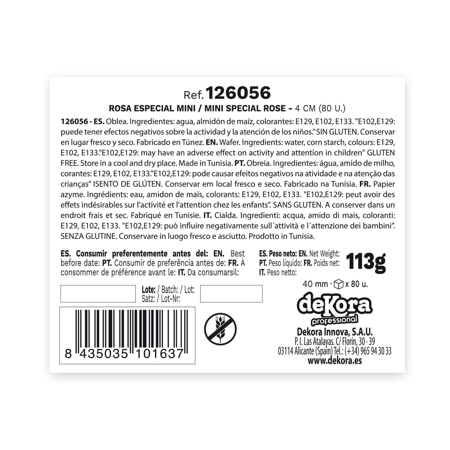 MINI ROSES AZYME AVEC FEUILLE COULEURS ASSORTIES 4CM