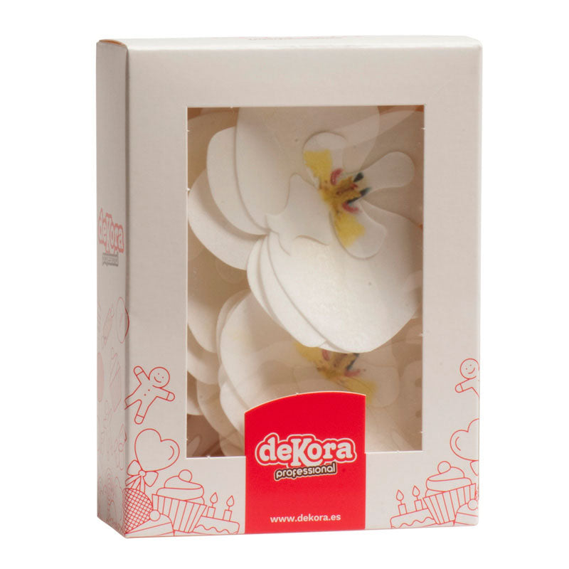 10 WAFER WHITE ORCHIDS 8,5 x 7,5 CM