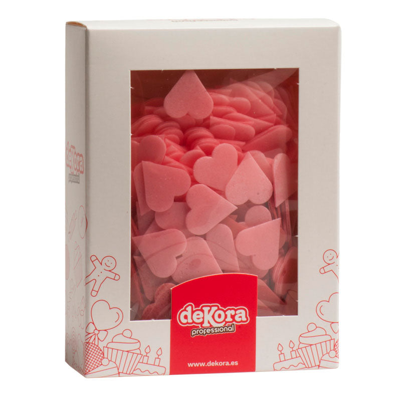 COEURS EN AZYME ROSE ET ROUGE ASSORTIES 2CM