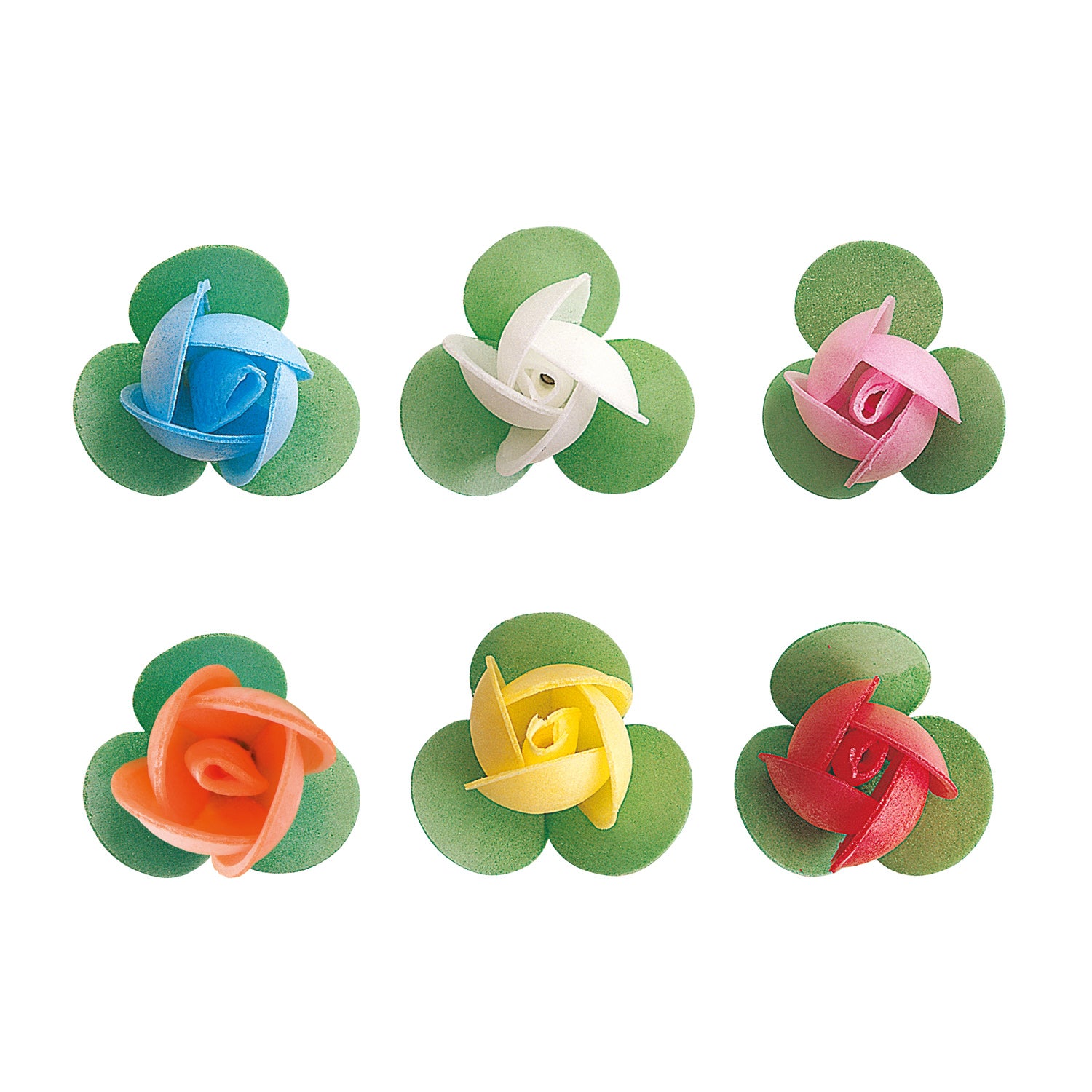 150 ROSES AZYME AVEC FEUILLE COULEURS ASSORTIES 3 CM