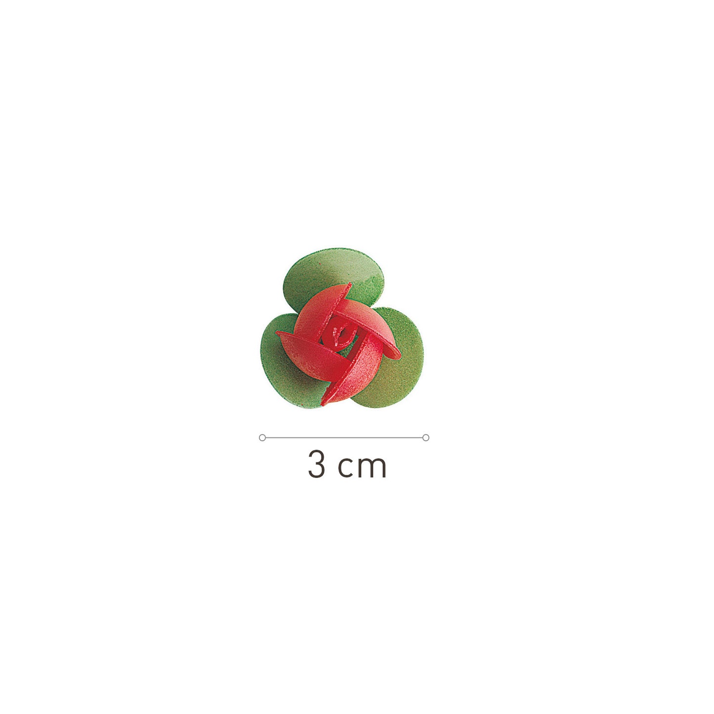 MINI ROSE FLOWER WAFER WITH RED LEAVE 3CM