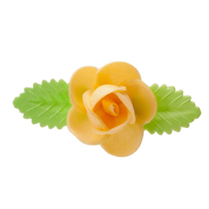ROSES GRANDES EN AZYME AVEC 2 FEUILLES COULEURS ASSORTIES 8,5 CM