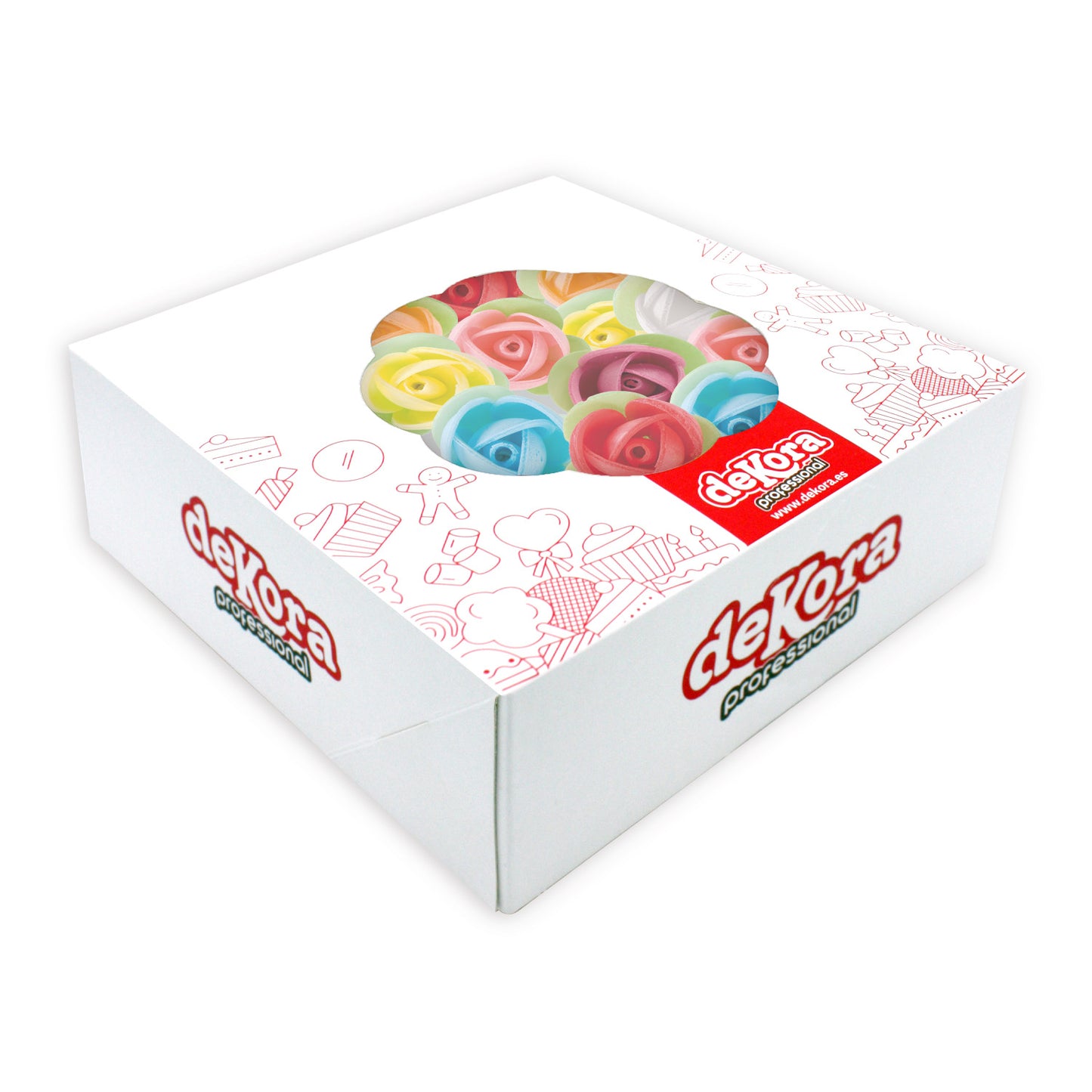 140 ROSES EN AZYME FEUILLE VERT COULEURS ASSORTIES 3,5 CM