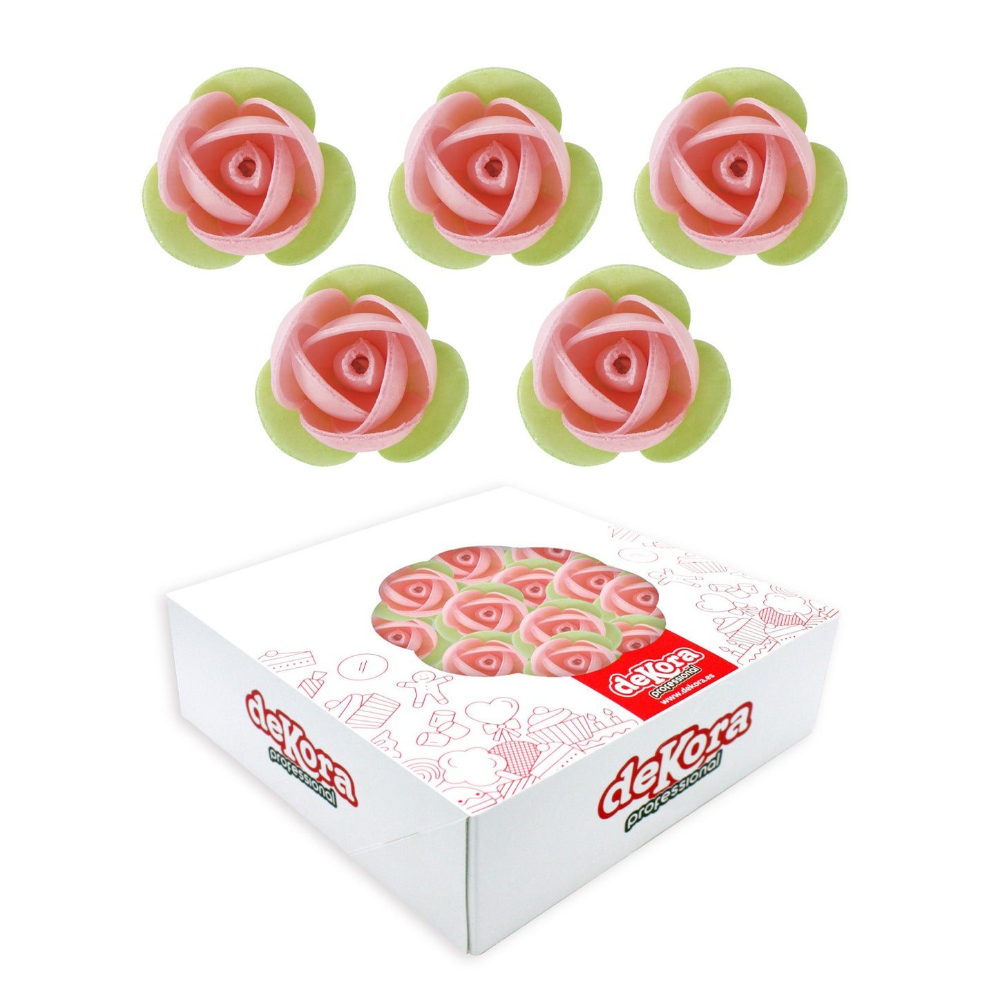 140 ROSES AZYME FEUILLES VERT 3,5 CM