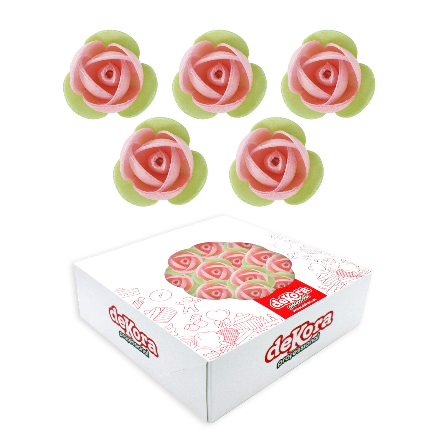 140 ROSAS CON FOGLIA VERDE 3,5 CM