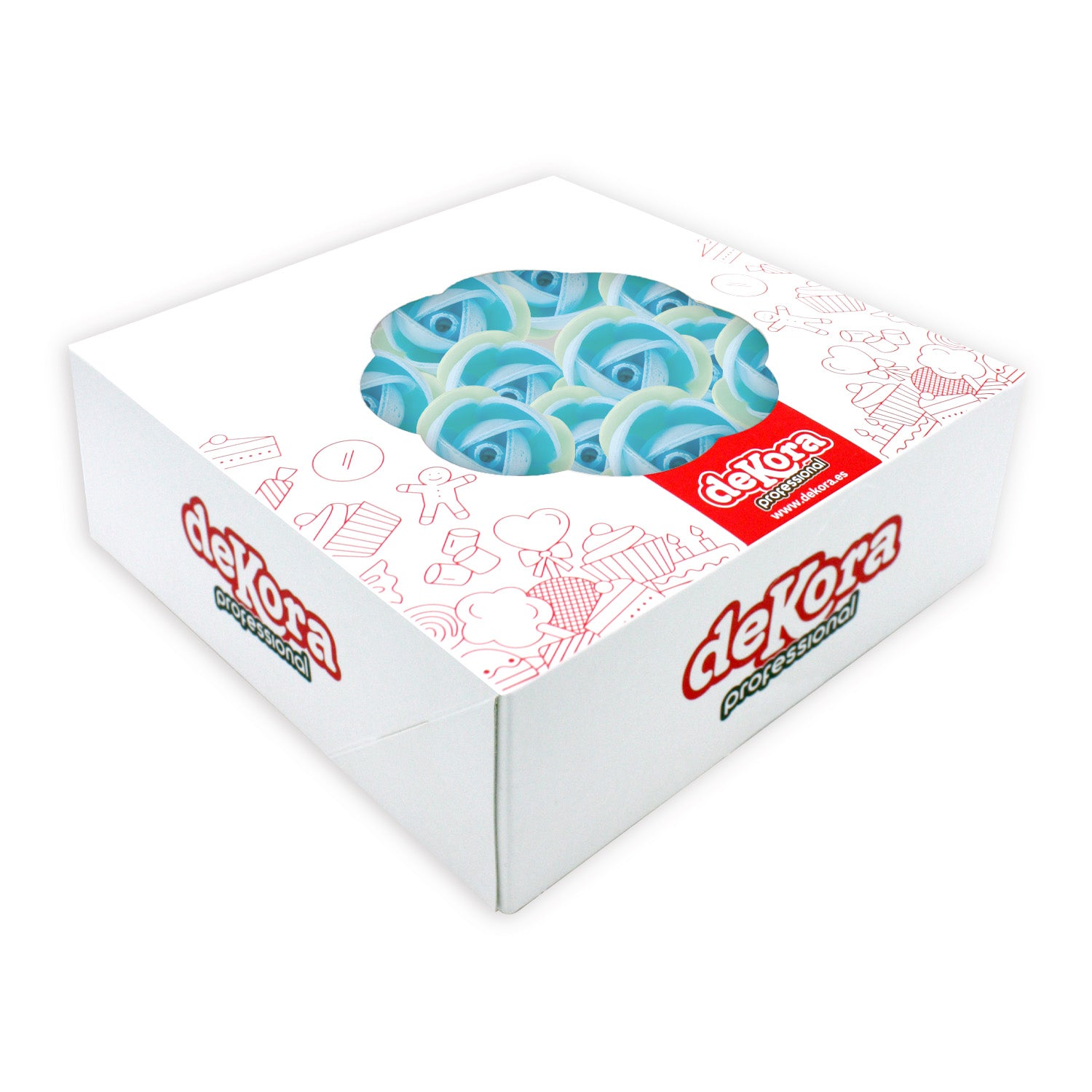 ROSE AZYME BLEUE AVEC FEUILLE VERT 3,5CM