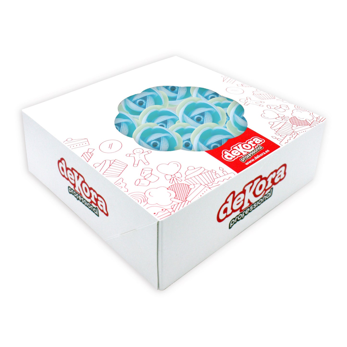 ROSE AZYME BLEUE AVEC FEUILLE VERT 3,5CM