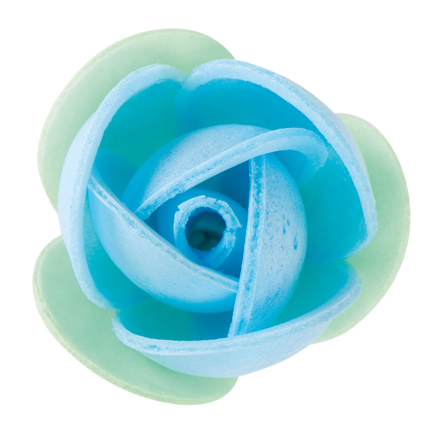 ROSE AZYME BLEUE AVEC FEUILLE VERT 3,5CM