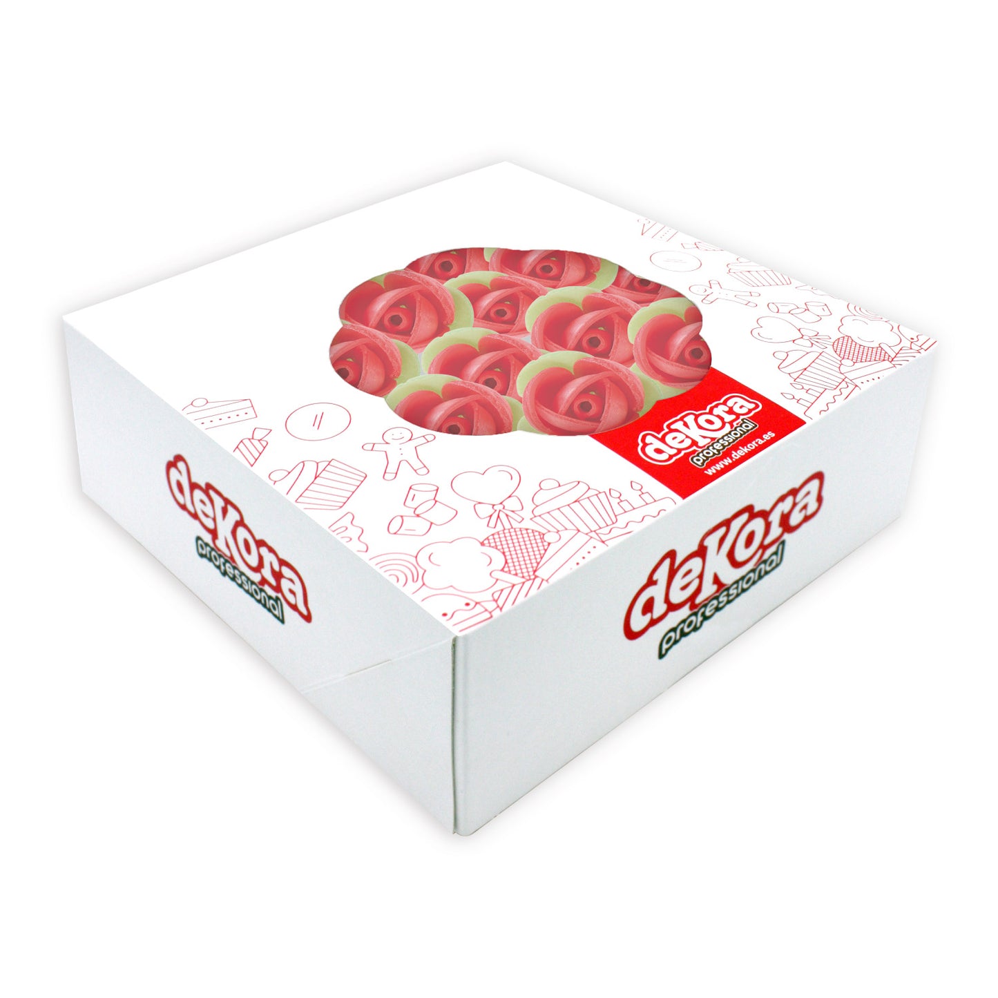 140 ROSES ROUGES AZYME FEUILLES VERT 3,5 CM