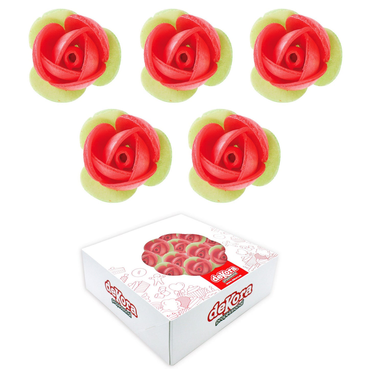 140 ROSAS VERMELHAS OBREIA FOLHA VERDE 3,5 CM