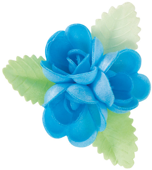 30 WAFER ASSORTED FLOWERS GREEN LEAVES 6,5 x 6,5 CM