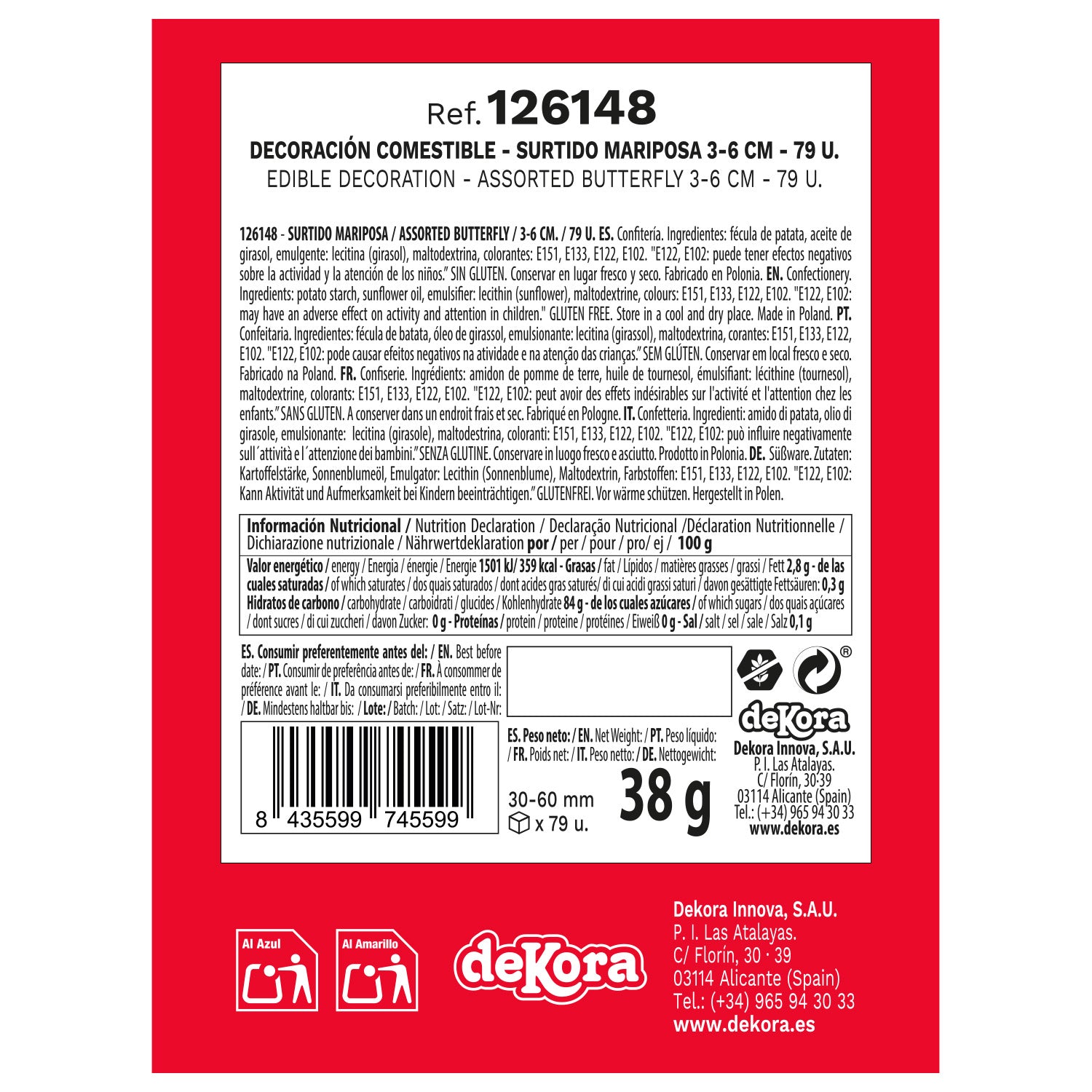 PAPILLONS EN AZYME ASSORTIMENT COULEUR PASTEL 3-6CM