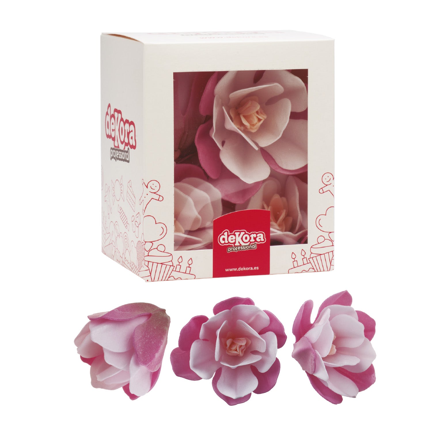BOITE DE 6 MAGNOLIAS AZYME ROSE 6.5-7CM