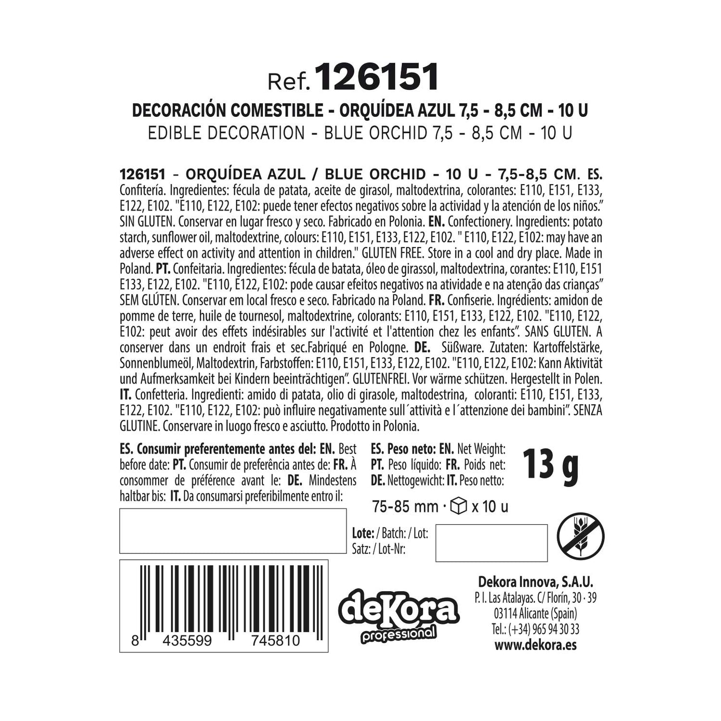 BOX OF 10 BLUE WAFER ORCHIDS 8.5 -7.5CM