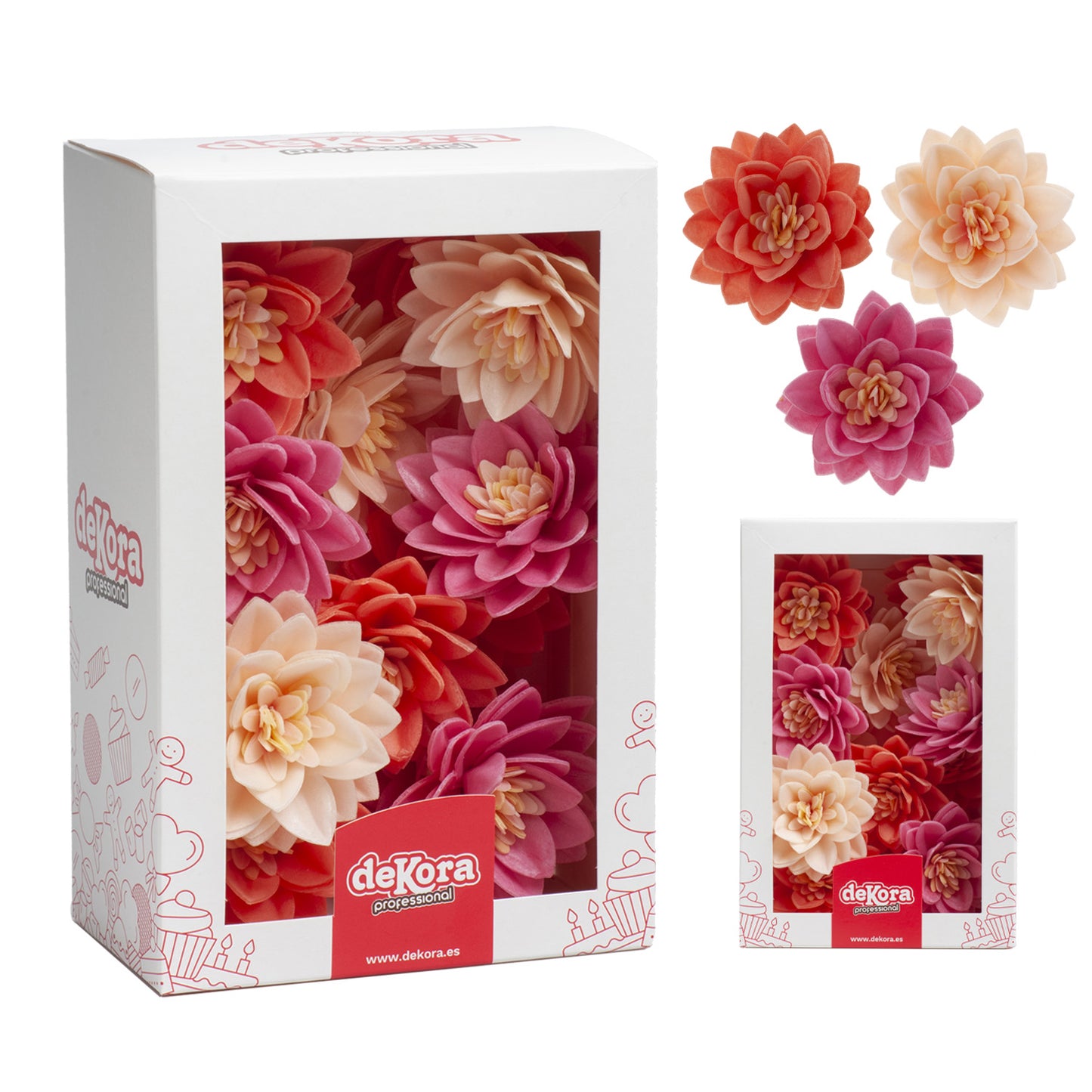 BOX OF 15 WAFER LOTUS FLOWERS 3 COLORS Ø 7CM