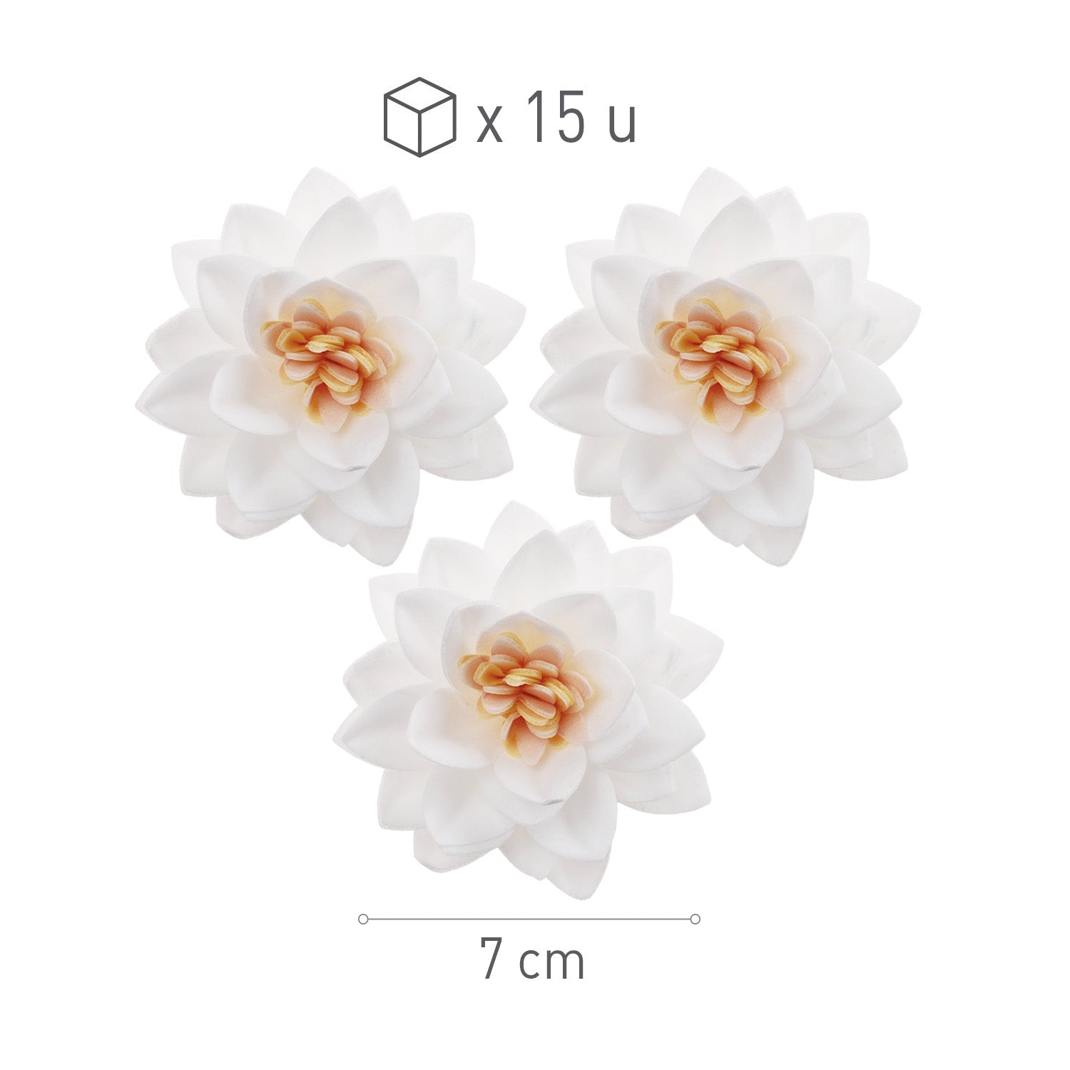 BOITE DE 15 FLEURS DE LOTUS EN AZYME BLANCHE Ø 7CM
