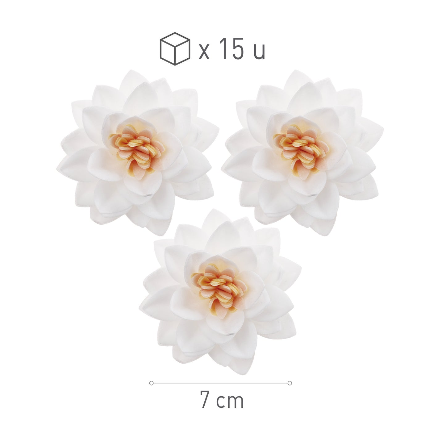 BOITE DE 15 FLEURS DE LOTUS EN AZYME BLANCHE Ø 7CM