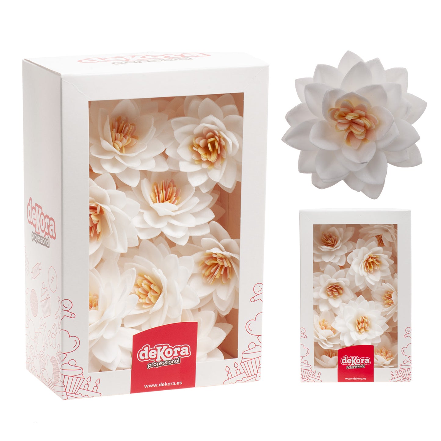 BOITE DE 15 FLEURS DE LOTUS EN AZYME BLANCHE Ø 7CM