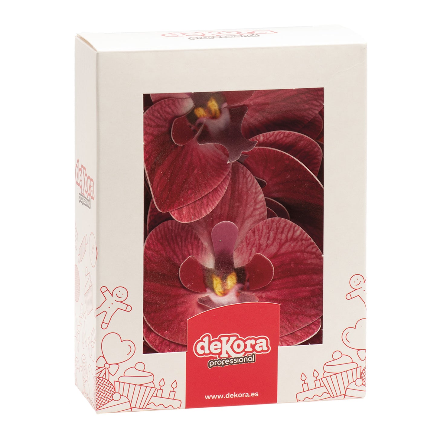 BOX OF 10 BURGUNDY WAFER ORCHIDS 8.5-7.5CM