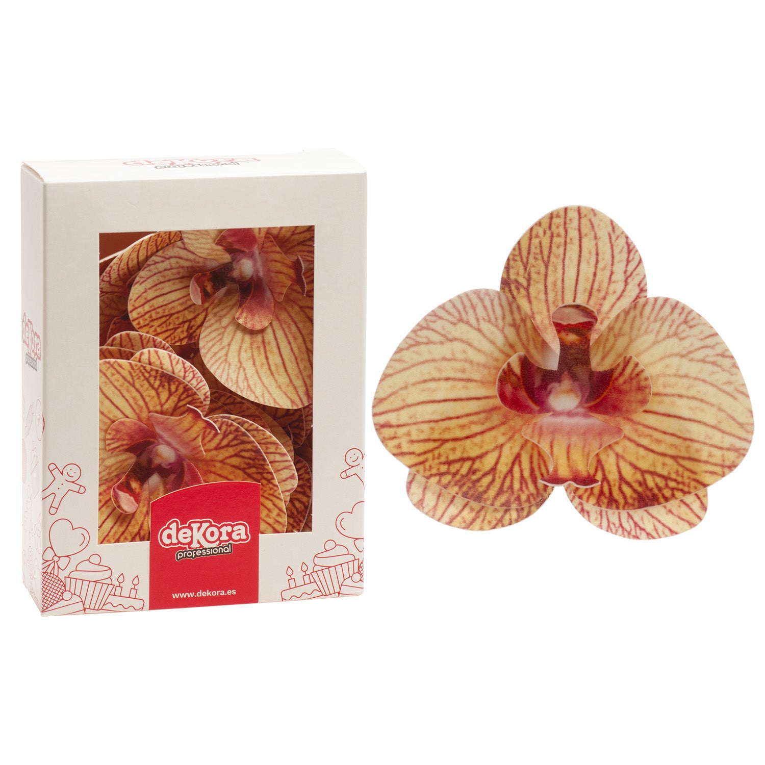 BOX OF 10 ORANGE WAFER ORCHIDS 8.5 -7.5CM