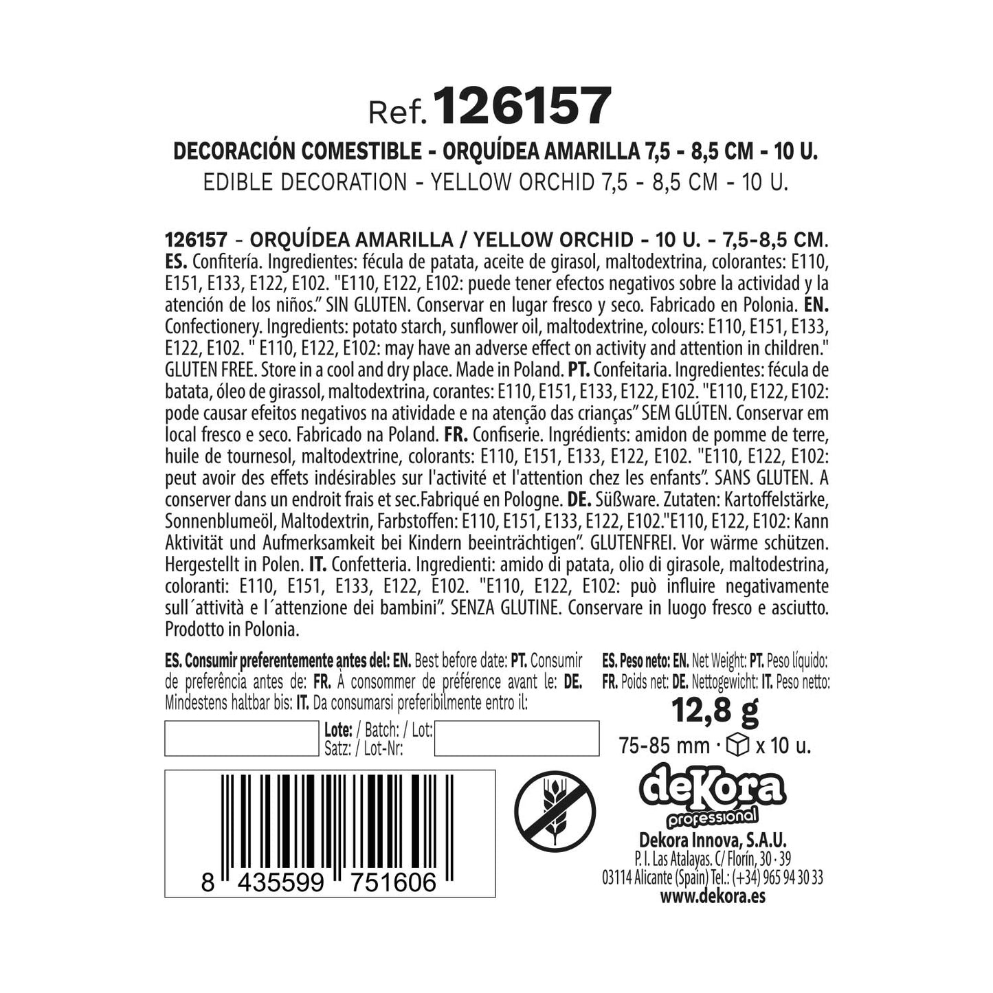 BOX OF 10 ORANGE WAFER ORCHIDS 8.5 -7.5CM