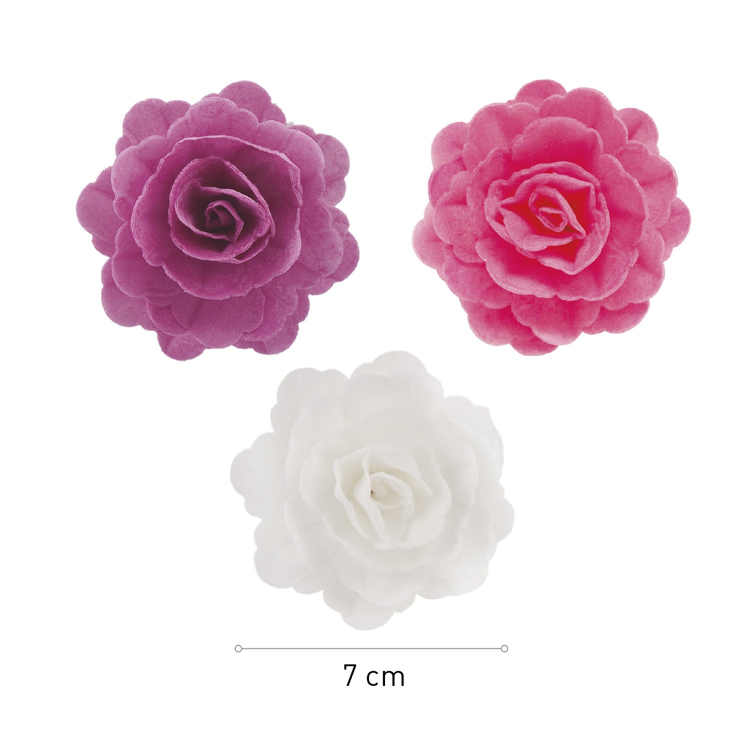 CAIXA DE 15 ROSAS WAFER CORES SORTIDAS Ø 7CM