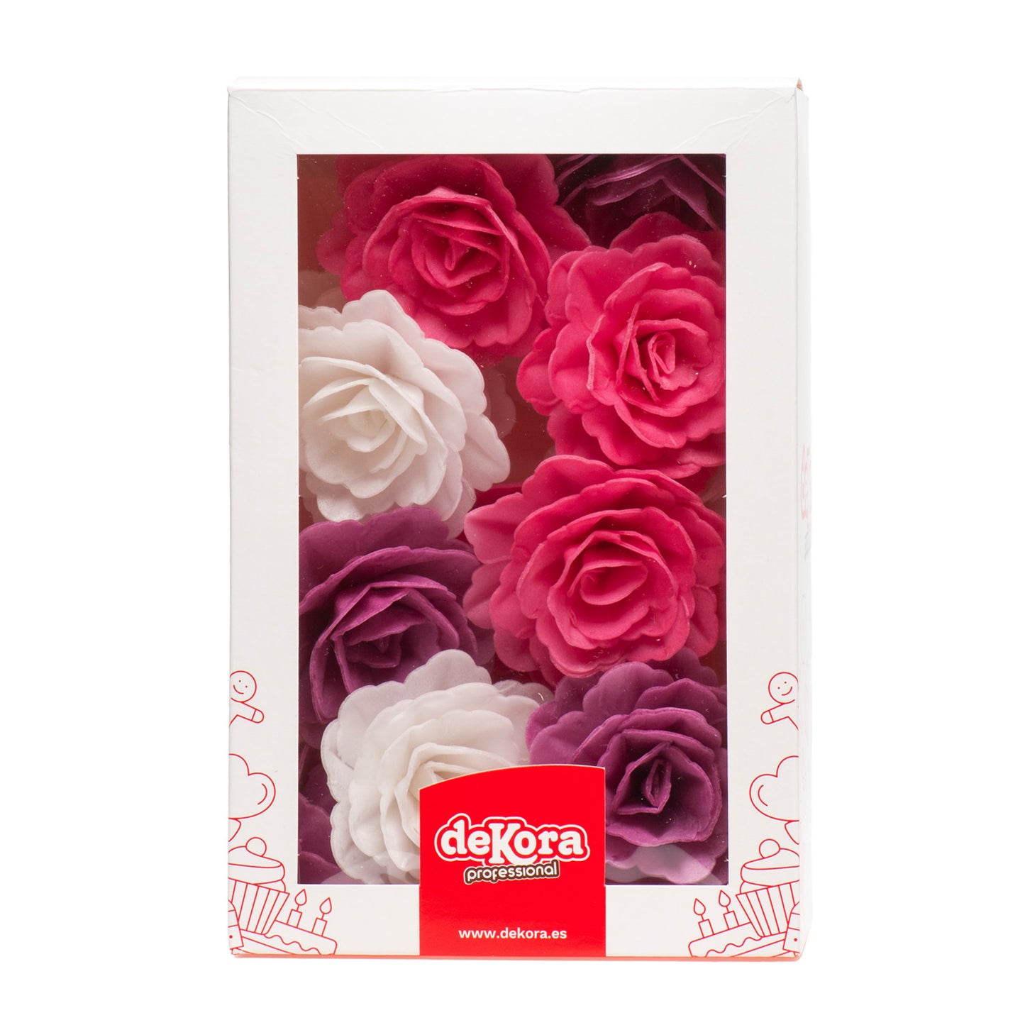 CAIXA DE 15 ROSAS WAFER CORES SORTIDAS Ø 7CM