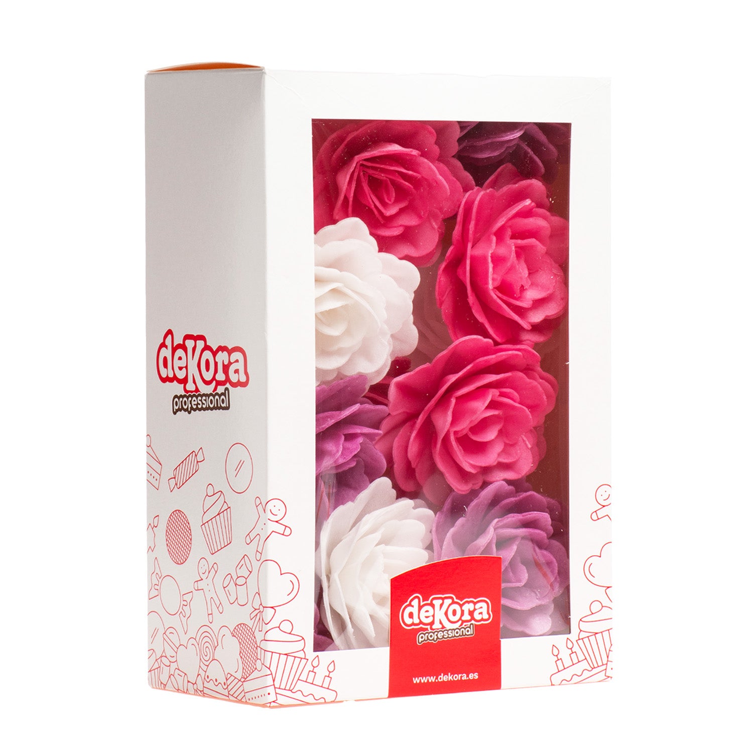 BOITE DE 15 ROSES AZYME COULEURS ASSORTIES Ø 7CM