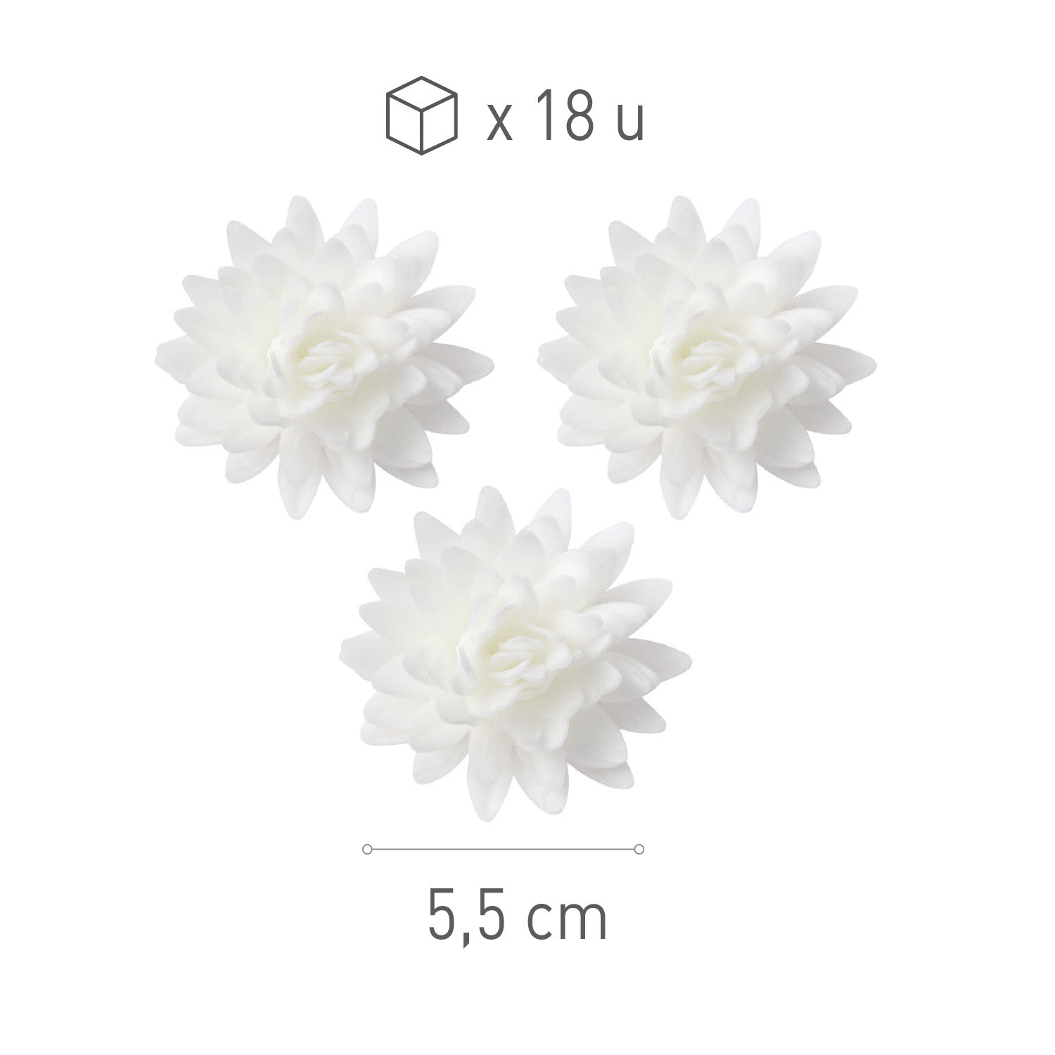 BOITE DE 18 FLEURS AZYME BLANCHE Ø 5,5CM
