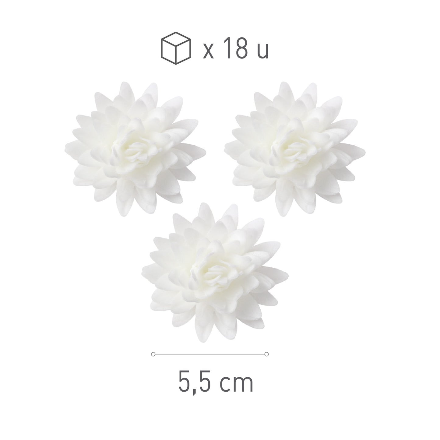 BOITE DE 18 FLEURS AZYME BLANCHE Ø 5,5CM