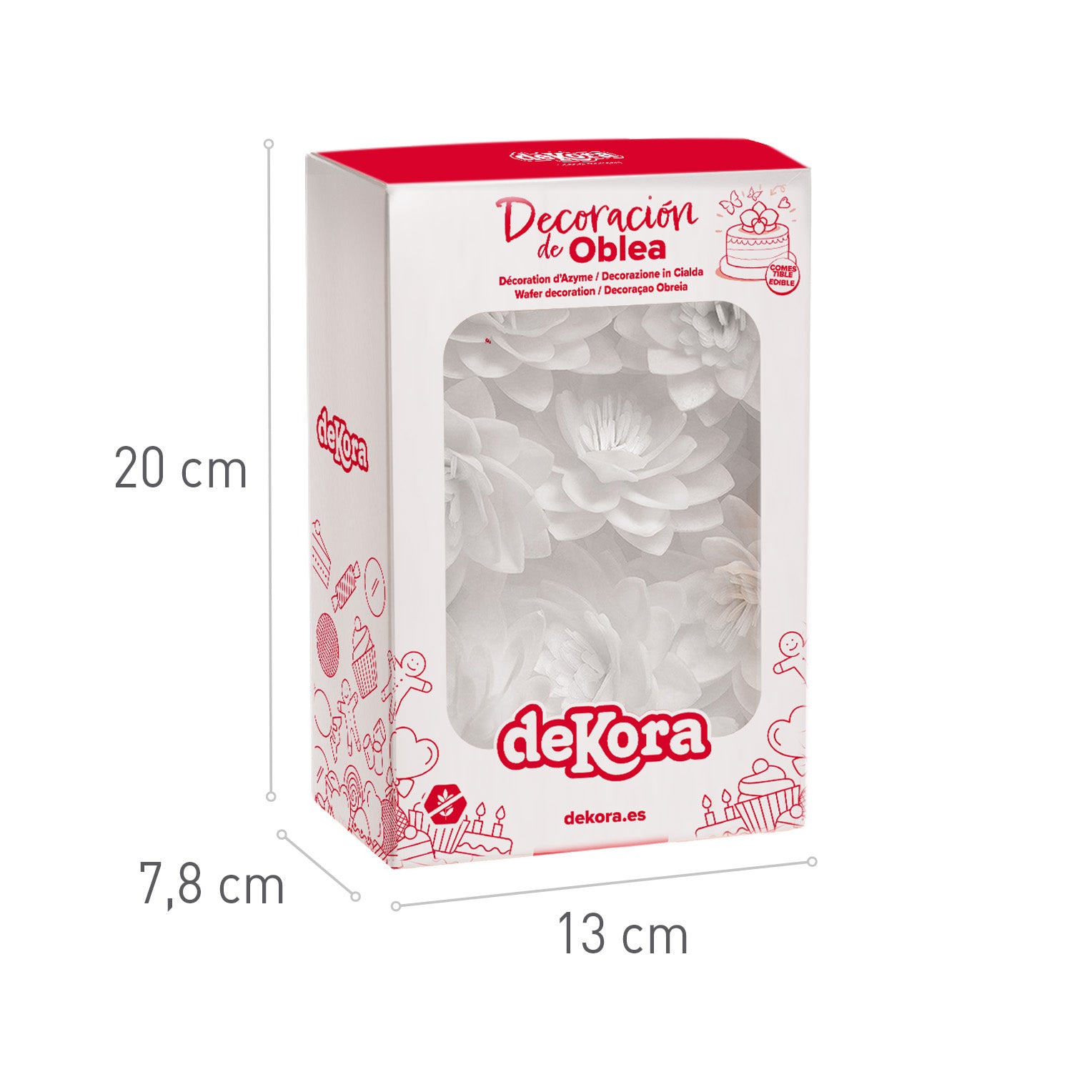 CAIXA DE 18 FLORES WAFER BRANCAS Ø 5,5CM