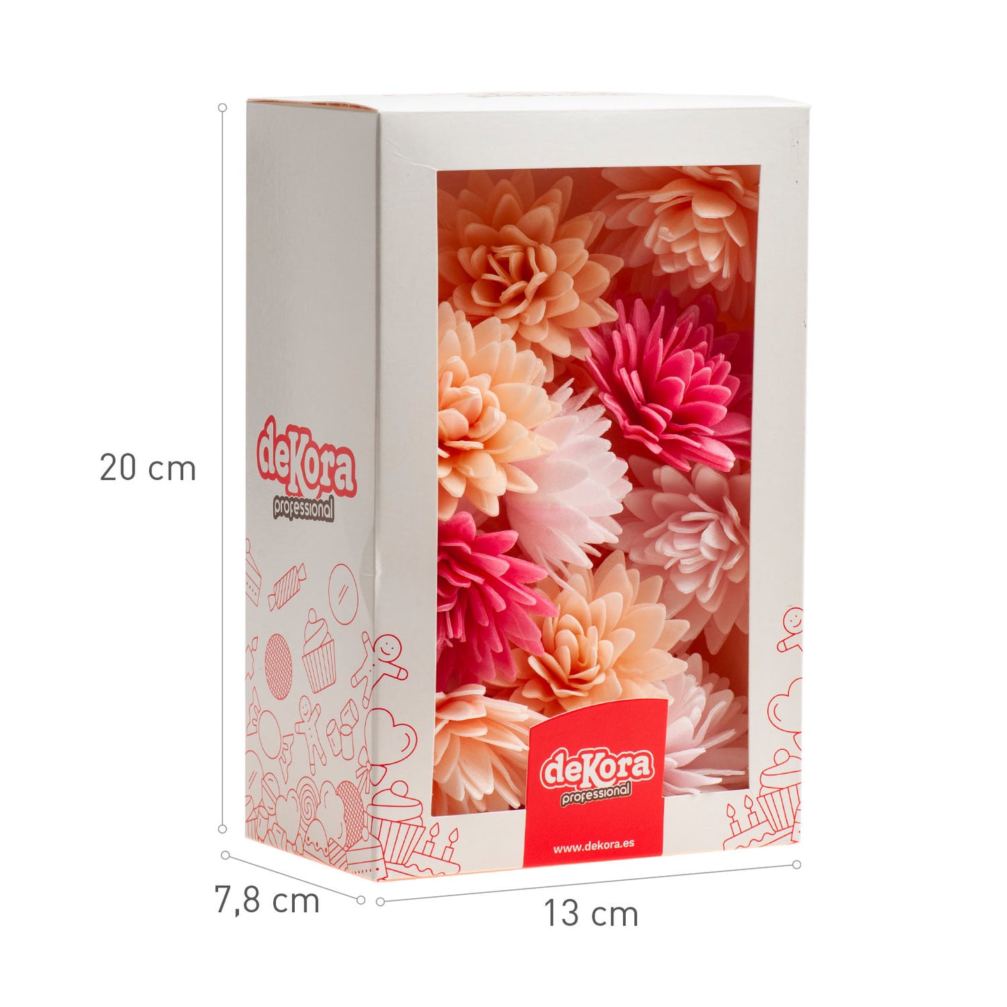 BOITE DE 18 FLEURS AZYME COULEURS ASSORTIES Ø 5,5CM