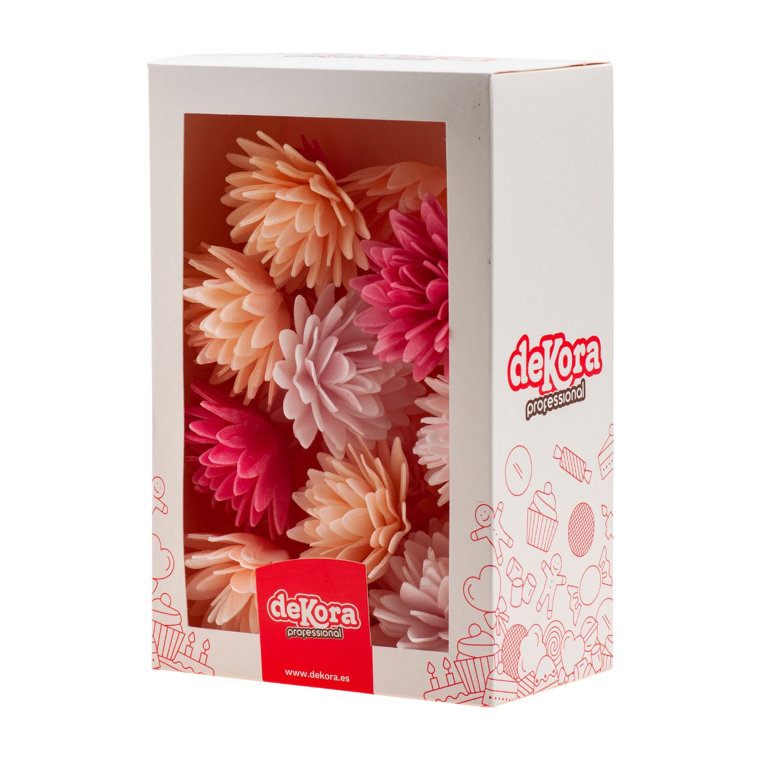 BOITE DE 18 FLEURS AZYME COULEURS ASSORTIES Ø 5,5CM