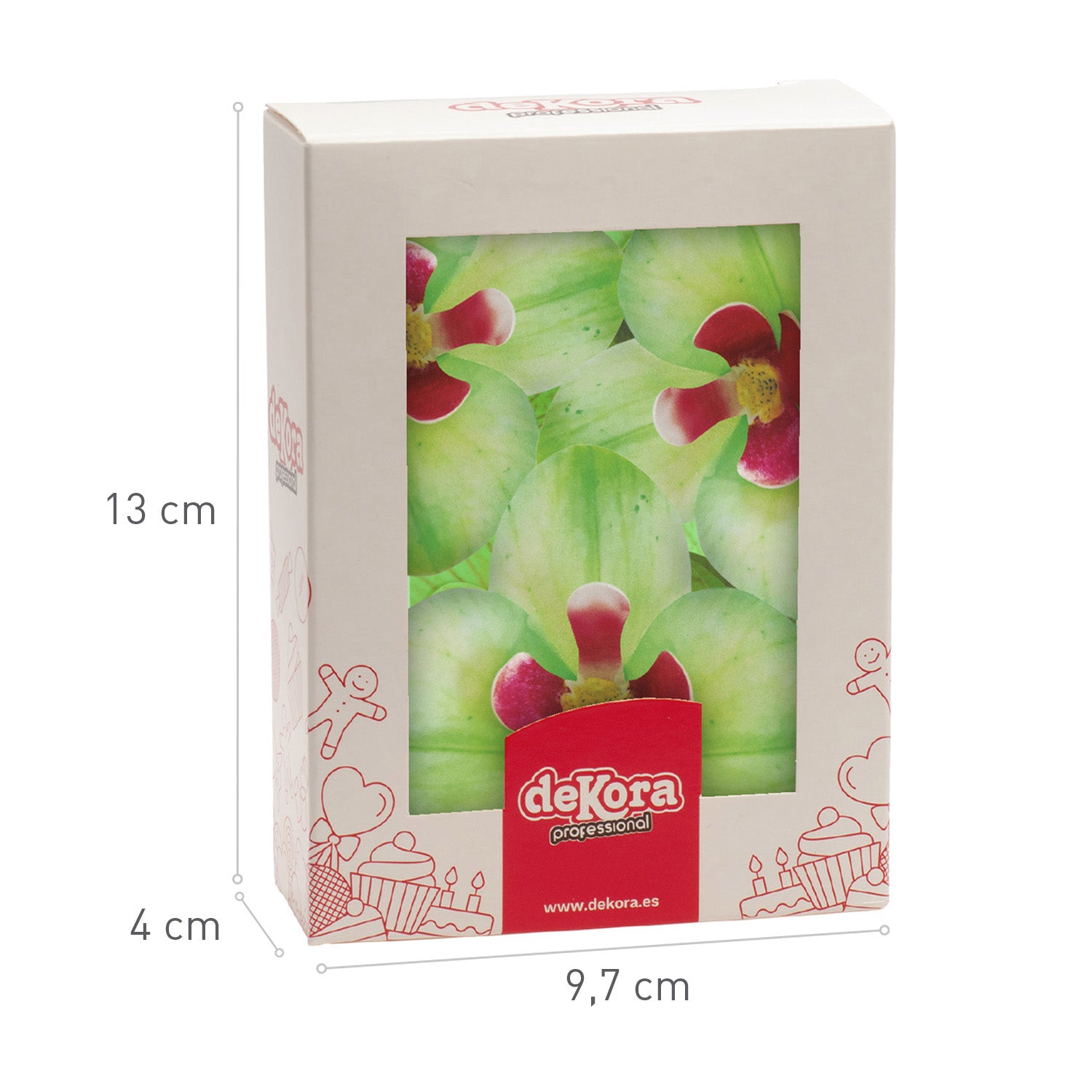 CAJA DE 10 ORQUÍDEAS DE OBLEA VERDES 8.5-7.5CM